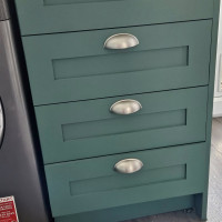 close up of new kitchen drawer handles