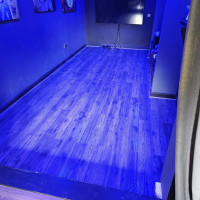 New floor laid with blue LED lights