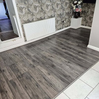 grey wooden floor laid