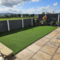 Artificial grass installed in a garden